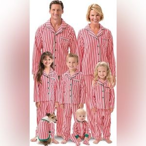 Pat Pat Family red and white button down striped pajamas fleece NWT women’s L